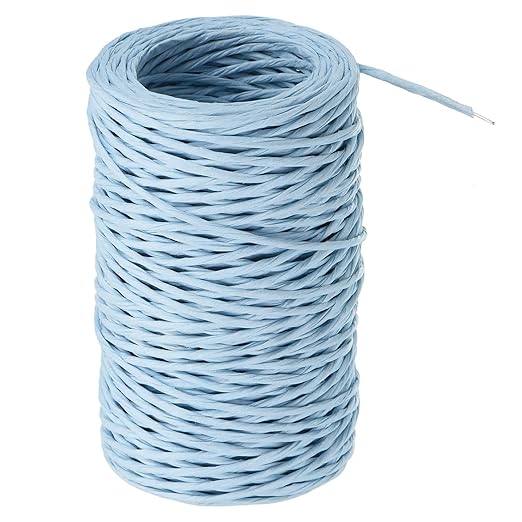 PATIKIL 164 Feet Floral Bind Wire Wrap Twine, 2mm Florist Wire Iron Wire Paper Covered Vine Wrapping Binding Wire for Flower Bouquets, Blue
