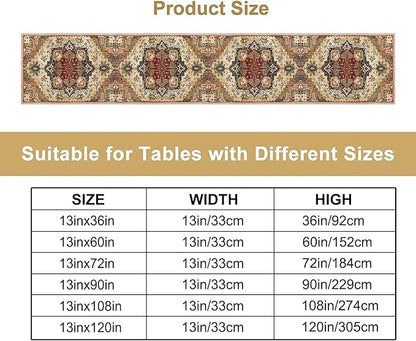 Boho Bohemia Style Table Runner, Vintage Yellow Brown Retro Flower Rustic Country Style Floral Print Pattern for Home Kitchen Table Decor Dining Coffee Room Garden Party Decor 13x72in