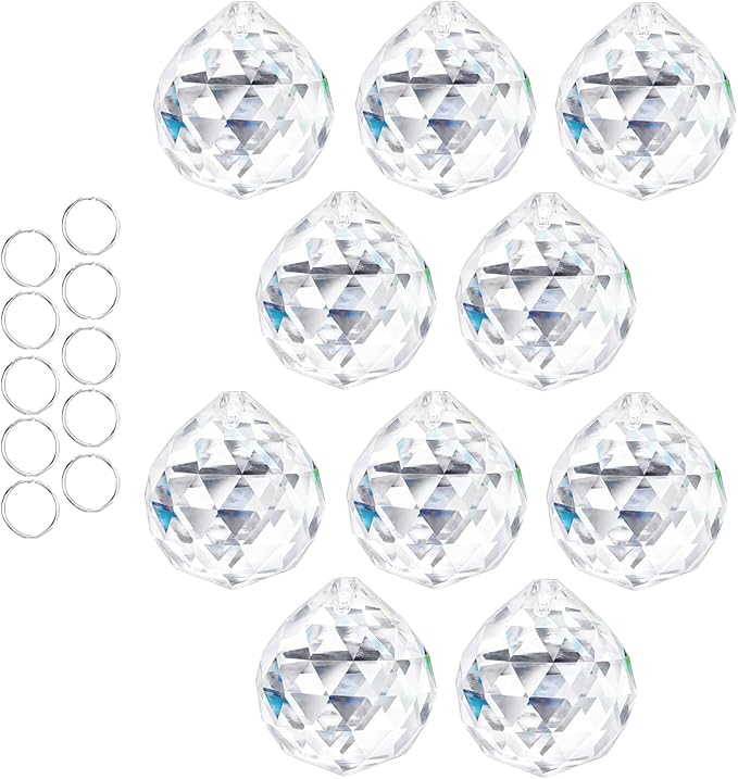10pcs Crystal Ball Prism Sun Catcher Rainbow Maker Pendants 40mm Decorative Ball Paperweight for Table Decor, Wedding Party Centerpieces