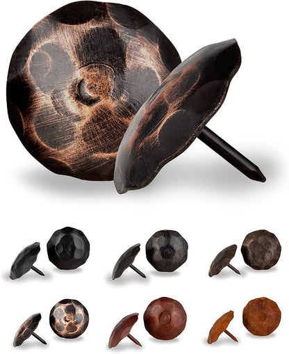 10 Pack 1.5" Round Head Iron Clavos Decorative Nails – Oil Rubbed Bronze – Handmade Rustic Round Fasteners for Farmhouse Shutters, Faux Wood, Barn Doors, Shutters, Gates – Ornamental Wood Accent
