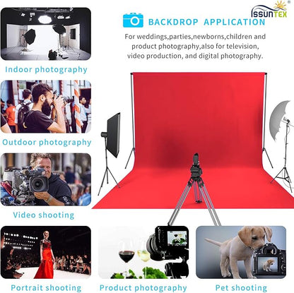 ISSUNTEX 6X9 ft Background Muslin Backdrop, Photo Studio, Collapsible High Density Screen for Video Photography and Television-Red
