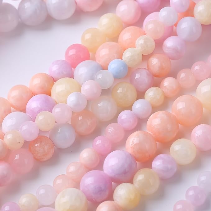 Colorful Rice Topaz Stone Beads Gemstone Round Crystal Energy Jade Beads Stone Beads for Jewelry Making DIY Bracelet Necklace Jewelry Making 1 Strand 15.5inch 45PCS 8MM