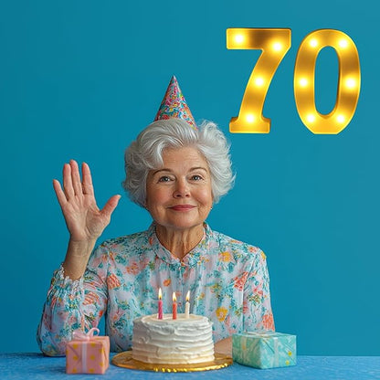 70th Birthday Decorations for Women Men,Happy 70 Birthday Decorations for Centerpieces Table,70 Light Up Numbers Sign Led for Party Backdrop Wall Decor for 70s Party Decoration