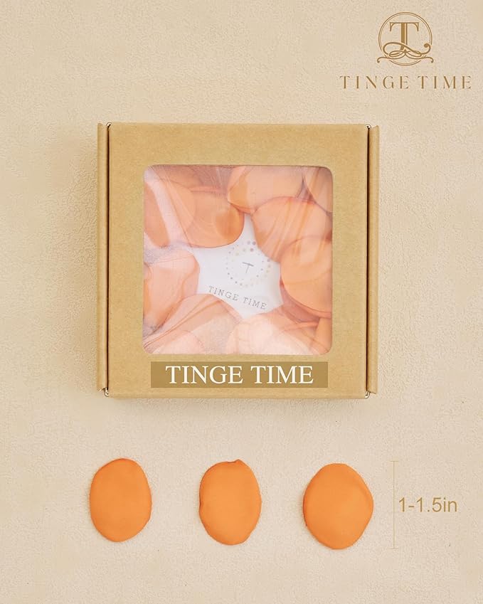 TINGE TIME Silk Flowers: 200pcs Rose Petals for Wedding, Decoration, Bridal Showers, Flower Girl Petals for Anniversaries & Parties (Burnt Orange)