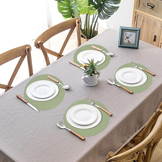 50 Pieces Sage Green Paper Place Mats Sage Round Disposable Table Mats Green Paper Doilies Decorative Placemats for Wedding Banquet Party Home Dining Tableware Decor