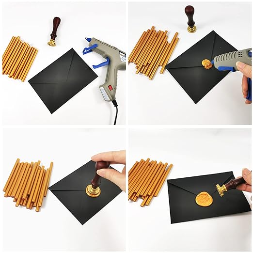 VARACL Hot Melt Glue Sealing Sticks for Letter Seal Stamp - Great for Wedding Invitations, Cards Envelopes, Snail Mails, Postcards, Greeting Cards, Gift Ideas, 7 x 100 mm, 20PCS (Gold)