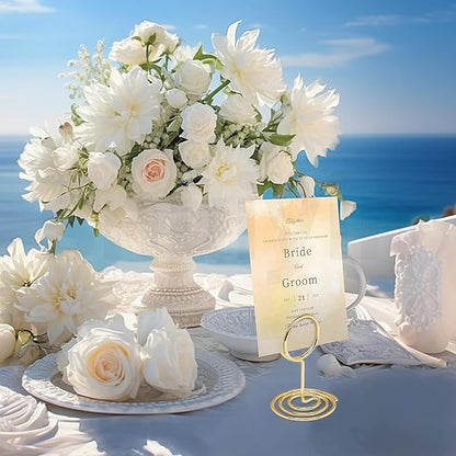 30PCS Table Number Holders Place Card Holder - Photo Holders for Tables, Cards Stand Name Menu Clips,Small Table Sign Holders for Wedding Anniversary Birthday Party (Gold)