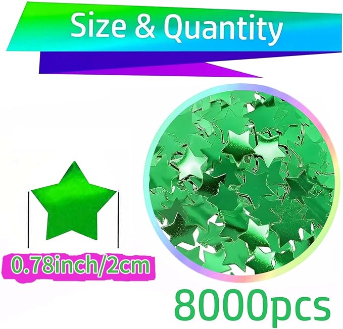 Green Metallic Foil Star Confetti 0.78inch/2cm 8000PCS Table Confetti for Party Birthday Decoration or Filled Balloons