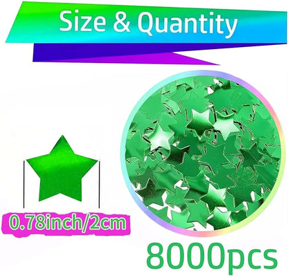 Green Metallic Foil Star Confetti 0.78inch/2cm 8000PCS Table Confetti for Party Birthday Decoration or Filled Balloons