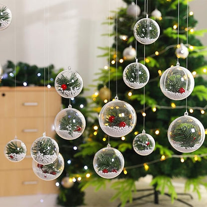 Jishi 10pk Clear Plastic Christmas Ornaments for Crafts Fillable DIY Christmas Ornaments Balls 60mm Acrylic Ornaments for Christmas Tree Decorations, Hanging Christmas Decorations Home Decor Supplies