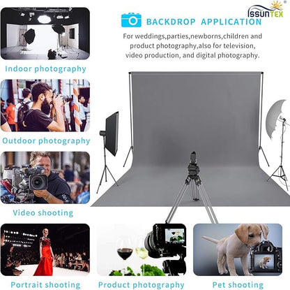 ISSUNTEX 10X24 ft Background Muslin Backdrop, Photo Studio, Collapsible High Density Screen for Video Photography and Television-Gray