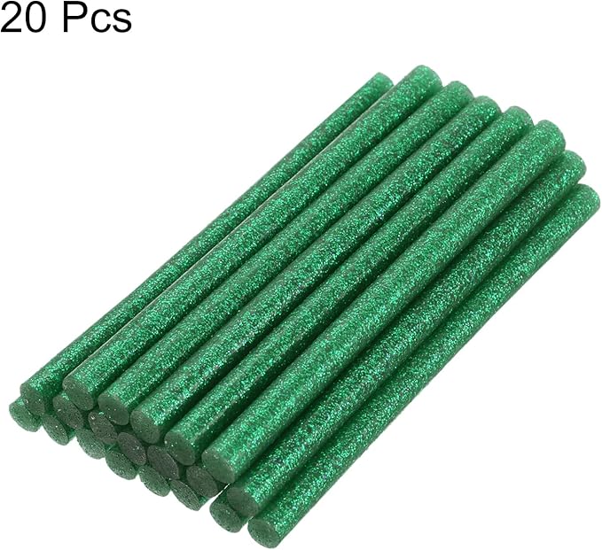 uxcell 20pcs Hot Glue Sticks for Glue Gun 11mm/0.43-inch x 11-inch Mini Hot Melt Adhesive Glue Stick Glitter Green