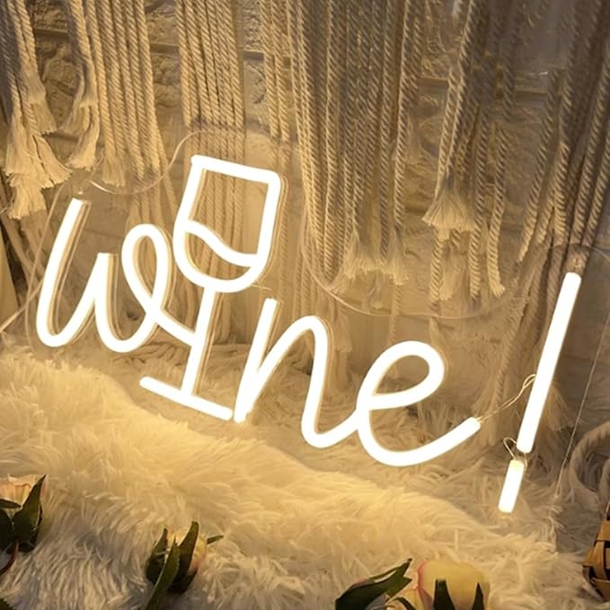 Acrylic Wine Neon Sign for Wall or Window Background Decor,LED Dimmable Bar Neon Decorative Cocktails Light Handmade Art Lamp for Home Pub Wedding Party Bar Studio,Warm White,5V USB Powered