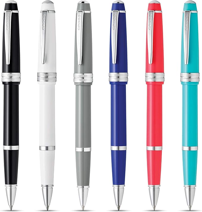 Cross Bailey Light Refillable Rollerball Pen Presented in a Everyday Gift Box - Medium Point, Black Ink, Polished Coral
