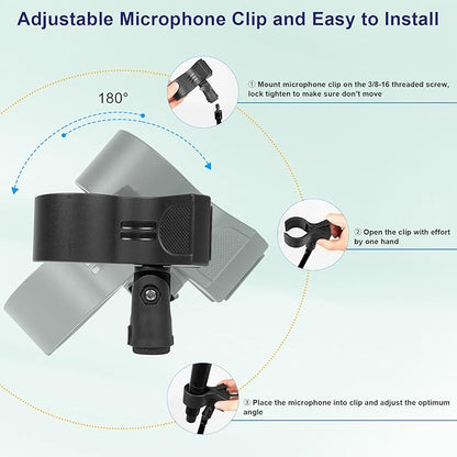 Microphone Stand Holder,21.5" Long Flexible Adjustable Magic Arm Super Crab Clamp Mic Clip 3/8"-16 to 5/8"-27 Adapter Mount,Compatible with Shure/Fifine /AT2020 /Pyle/Blue Snowball/Razer