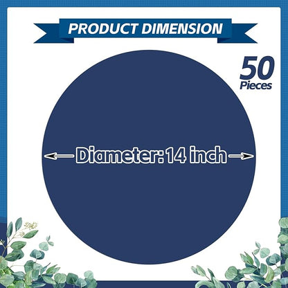 50 Pieces Navy Blue Paper Place Mats Blue Round Disposable Table Mats Decorative Placemats for Wedding Bridal Shower Navy Blue Birthday Party Dining Decor