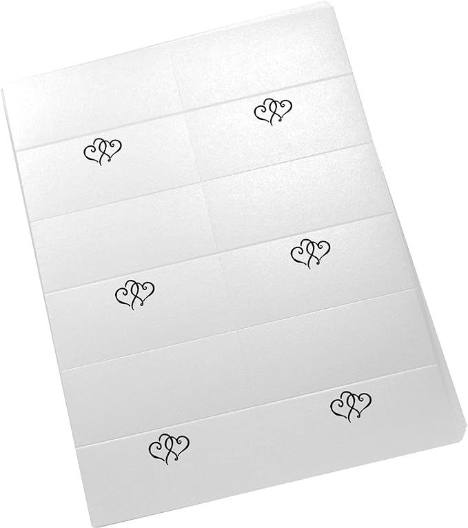 Linked Hearts Printable Place Cards, Black (Choose Color), Set of 60 (10 Sheets), Laser & Inkjet Printers - Wedding, Party, Dinner, and Special Events - Made in the USA