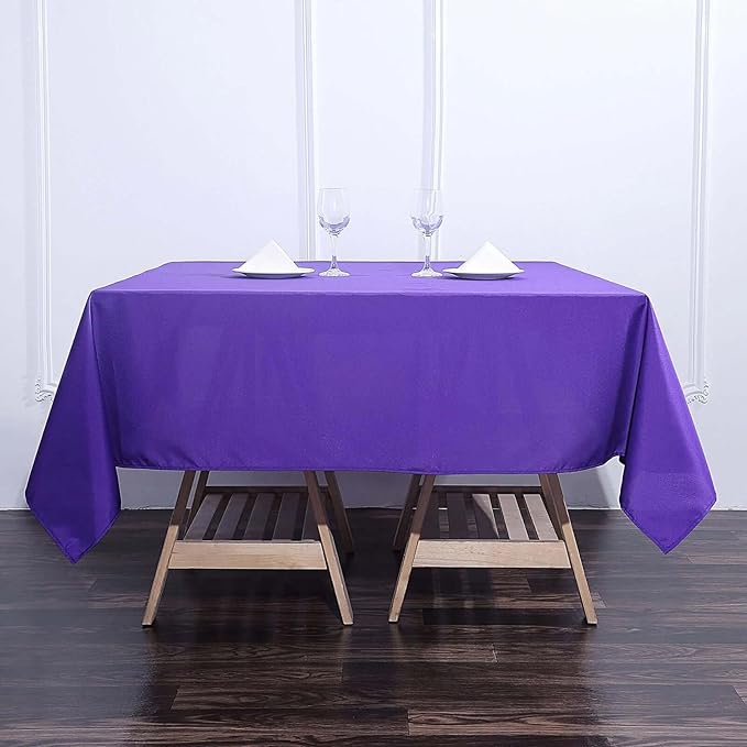 Efavormart 70" Premium Square Polyester Tablecloth for Wedding Kitchen Dining Events - Purple