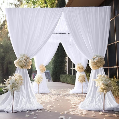 20ft×10ft Wrinkle Free White Backdrop Curtains for Parties, Thick Polyester Drapes for Backdrop, 2 Panels 5×10ft Cloth Photo Backdrop Curtain for Wedding Party Baby Shower Photography Background