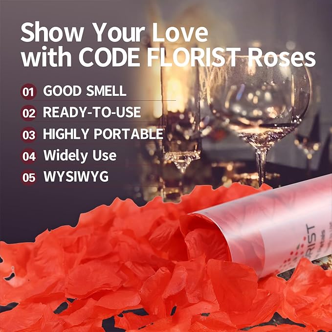 CODE FLORIST 1500 PCS Red Silk Rose Petals for Valentine's Day,Romantic Night,Wedding,Proposal Anniversary Flower Decorations(Separated,Scented)