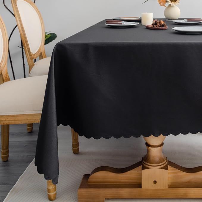 Rectangle Black Tablecloth 60 x 84 Inch Polyester Fabric Washable Table Cloth Decorative Wrinkle Resistant Solid Color Table Cover for Dining Party Wedding Camping