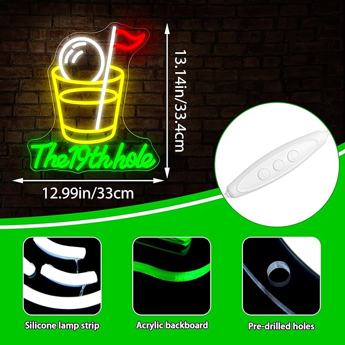 Golf Neon Sign for Wall Decor Golf Neon Light for Man Cave Dimmable LED Light Up Sign for Course Gym Club Bedroom Park Party Club Decor Birthday Gifts Art Size13.1 * 12.9In(WZCP204)