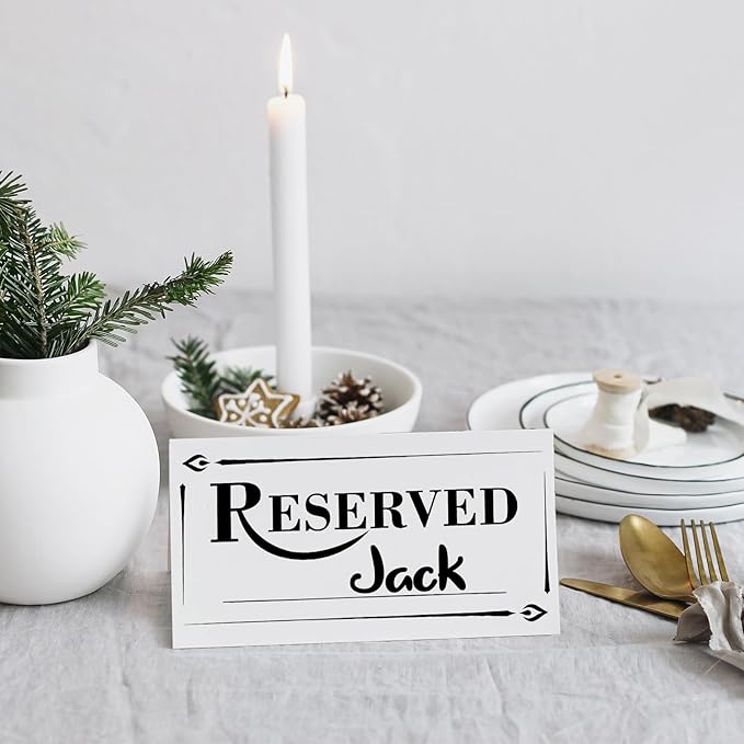 300 Pcs Paper Table Reserved Sign with Name Line Reserved Seating Signs Bulk Double Sided Signs for Reserving Seats Restaurant Wedding Reception Church Board Business Meeting (White Black)