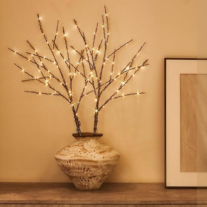 Fudios Lighted Branches with Ice Timer 100 LED 32IN, Artificial Tree Branch with Lights for Home Bedroom Fireplace Mantle Christmas Holiday Decoration