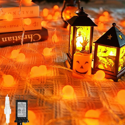 Connectable Orange Halloween Lights Outdoor Indoor - 43FT 100LED Globe String Lights Plug in with Timer, 13 Modes Fairy Light Waterproof for Party Halloween Decorations Bedroom Decor
