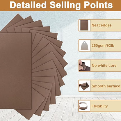 28 Sheets Coffee Color Cardstock 8.5 x 11 Craft Paper, 92lb Chocolate Brown Card Stock for DIY Card Making, Greeting Cards, Invitations, Party, Invitations