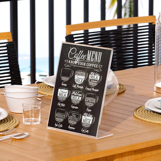 NIUBEE 6Pack Slant Back Acrylic Sign Holder 4x6 inches, Clear Vertical Picture Frames, Desktop Flyer Holder Document Holder Paper Display Stand