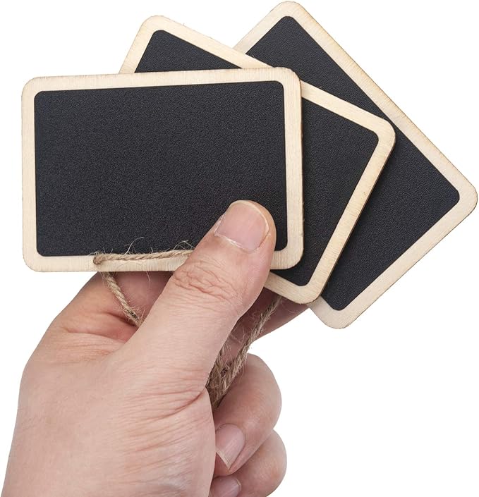 ONUPGO Mini Erasable Chalkboards, 20 Pack Wooden Hanging Labels, Price & Message Tags, Party Event Decorations