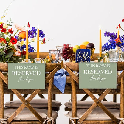 Reserved Seating Chair Signs, This Row Is Reserved Pew Cloths Seating Placeholder for Church Pews, Sage Green Wedding Decorations for Reception Parties Event (Sage Green, 4 PCS)