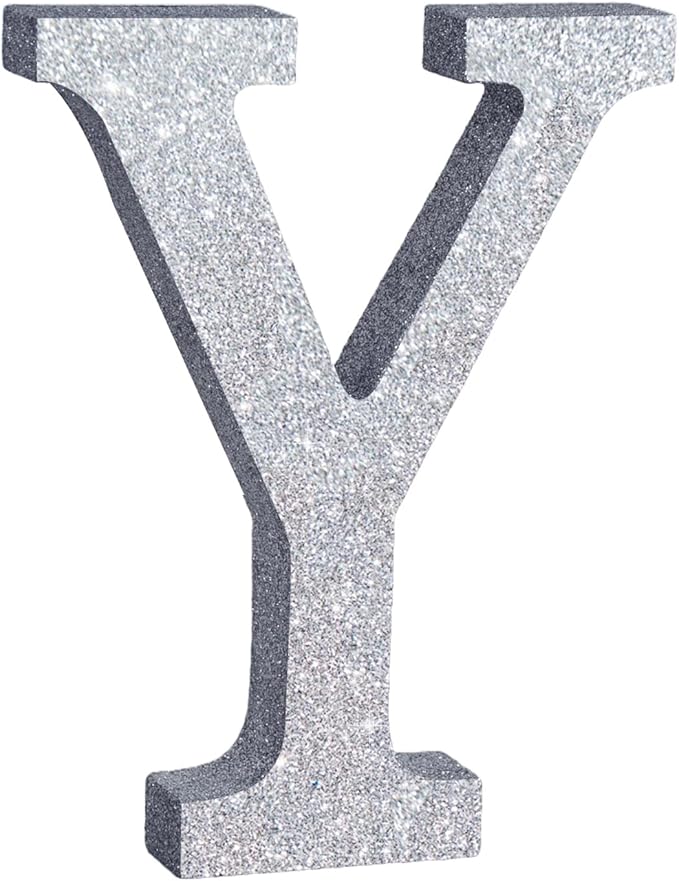TONIFUL 8 Inch Silver Glitter Letter Y Table Centerpiece A-Z Silver Birthday Party Decorations,Silver Alphabet Y for Birthday,Chrismas,Graduation,Bridal Shower,Wedding,Anniversary Party Supplies