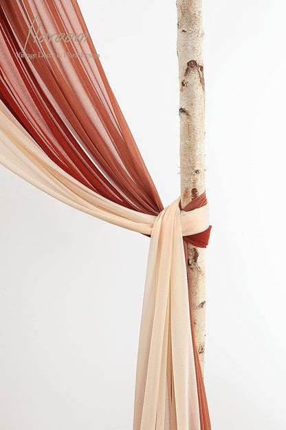 Floroom Wedding Arch Draping Fabric 3 Panels 20Ft Chiffon Fabric Drapes Arbor Drapery Wedding Ceremony Reception Swag Decorations (Terracotta +Coral Peach +Peach)