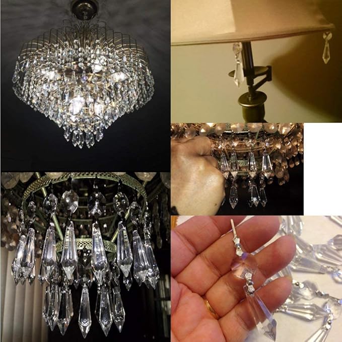 H&D HYALINE & DORA 20PCS 55mm Clear Chandelier Icicle Crystal Prisms Lamp Decoration