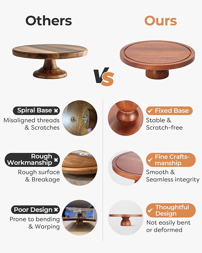 Kootek Wood Cake Stand with Lid, 2-in-1 Wooden Cake Plate & Covered Charcuterie Board, Footed Cake Container Dessert Display Holder with Dome Cover for Weddings, Parties, Bakeries (12 Inch)