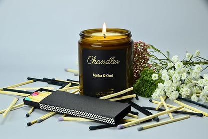 Chandler Studio 10 Boxes - Wooden Matchsticks in a Blank Matchbox with White/Black Matchboxes Colorful Tips (4" Matchboxes, 10 Boxes)