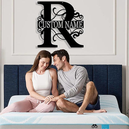 Custom Metal Name Sign, Personalized Family Last Name Signs for Home, Split Letter Monogram Wall Art Decor, Customized Metal Signs for Outdoor, Personalized Wedding Housewarming Gift