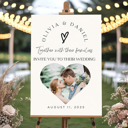 Custom Printable Wedding Welcome Sign for Bridal Party, Engagement, Personalized Welcome to our Weddings Poster with Photo, Canvas, Reception Plaque for Bride Groom, Celebration Decor