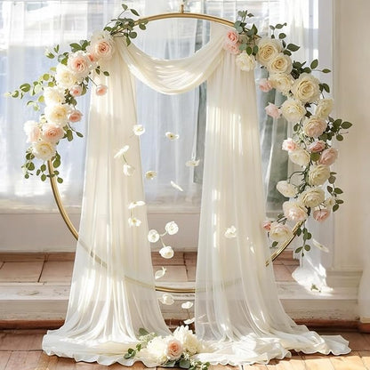 MDS Halloween Chiffon Draping Fabric - 2 Panel, 30" Wide x 75ft Long - Sheer Spooky Arbor & Canopy Drapery for Haunted House Backdrops, Party Ceilings, DIY Costumes & Themed Events - Ivory