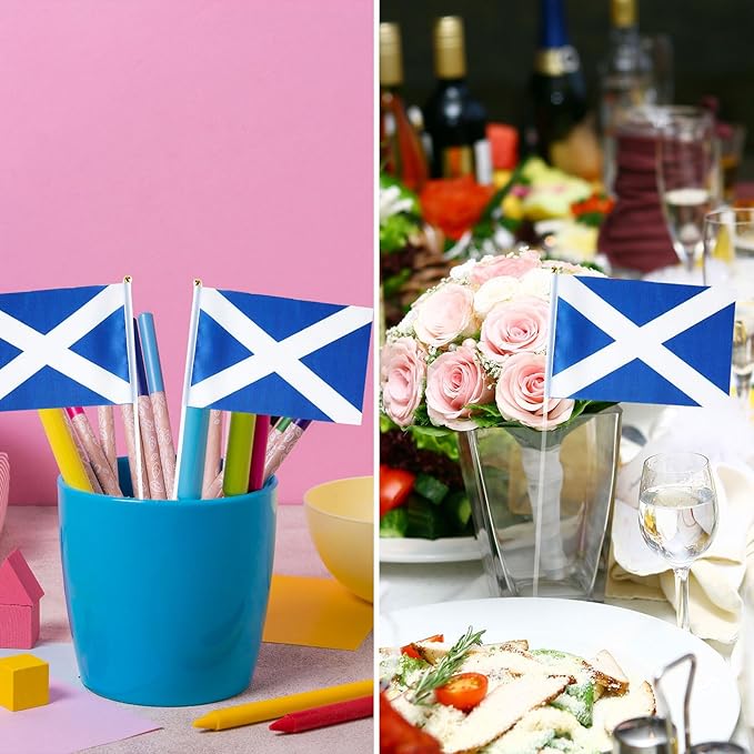 Scotland Flag Scottish Flag, Small Mini Handheld Scotland Flags on Stick, Ideal for Party Parades Sports Events Patriotic Festival Decorations
