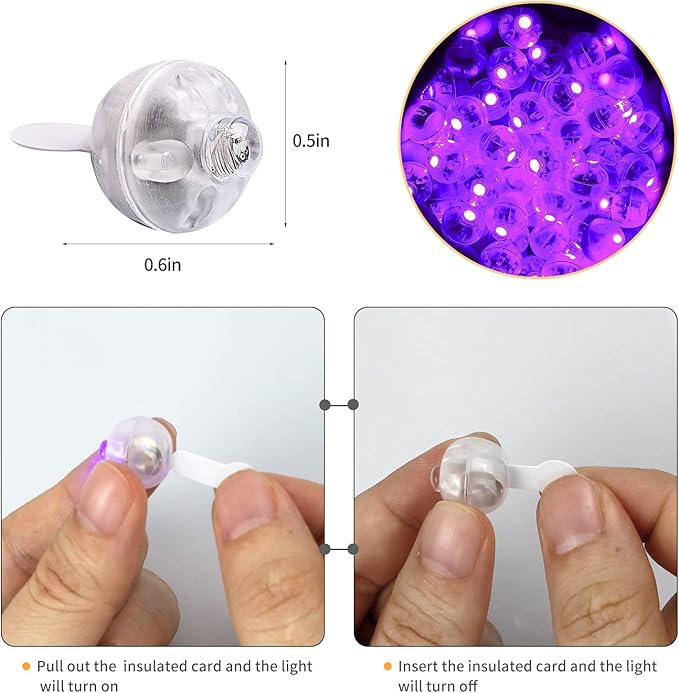 Aogist 100pcs Purple Balloon Lights,Long Standby Time Waterproof Mini Light,Battery Powered,Round LED Ball Lamp for Latex Balloon Paper Lantern Birthday Party Christmas Halloween Decorative