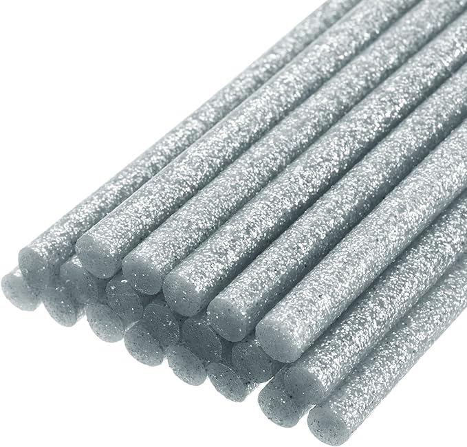 uxcell 20pcs Hot Glue Sticks for Glue Gun 11mm/0.43-inch x 6-inch Mini Hot Melt Adhesive Glue Stick Glitter Silver