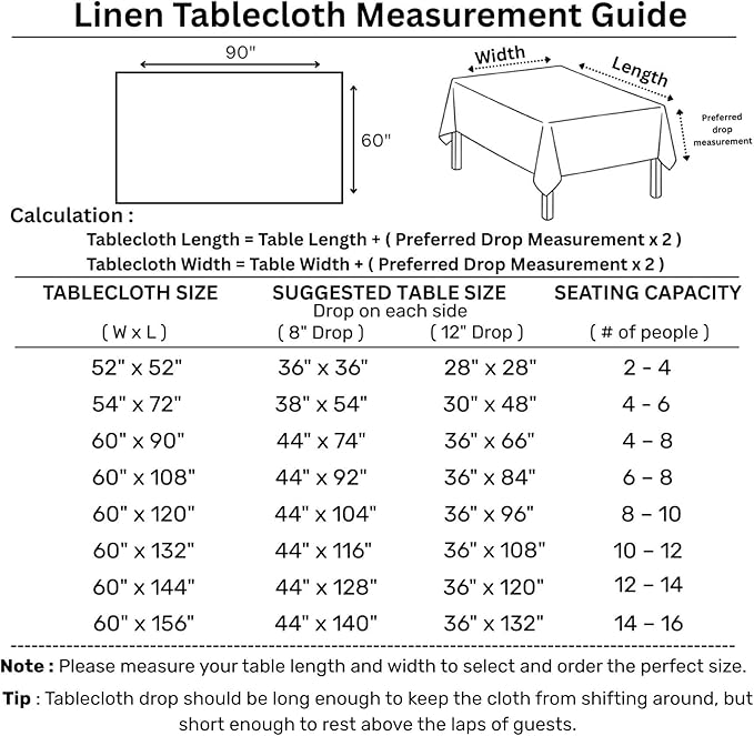 Solino Home Linen Tablecloth 60 x 90 Inch - Classic Hemstitch 100% Pure Linen Pumpkin Table Cloth for Rectangle Tables - Machine Washable Tablecloth for Fall, Autumn, Halloween, Thanksgiving, Holiday