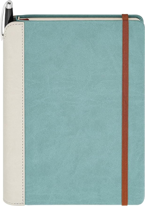 SETTINI® Lined Journal - Sleek Teal Journal for Writing Gift Set - Hardcover Vegan Leather, Includes Luxury Pen in a Unique Pen Holder, 192 Pages, 6 x 8.5 inches, Birthday Gift