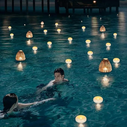 24Pack Waterproof Flameless Floating Tealights, 120+Hour Warm White Battery Flickering LED Tea Lights Candles - Wedding, Party, Centerpiece, Pool & SPA.
