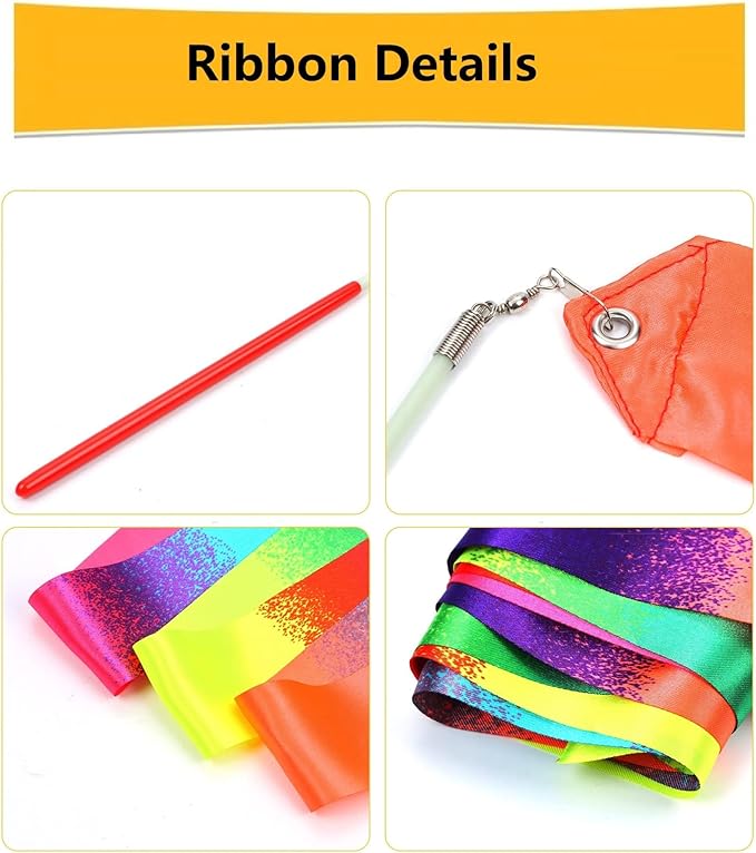 20 Pack Ribbon Dancing Wands Party Favors for Kids, Rainbow Birthday Decorations, Princess Party Supplies, Girls Party Games, Gymnastics Goody Bag Stuffers (Rainbow)