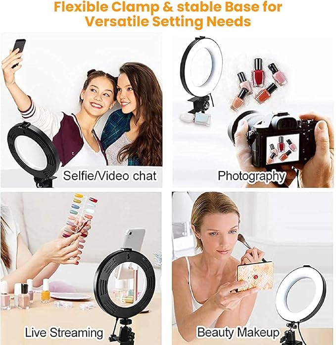 Video Conference Lighting Kit, Ring Light Clip on Laptop Monitor, 6" Dimmable LED Circle Selfie Light for Zoom Meeting/Remote Working/Zoom Calls/Live Streaming/Video Recording