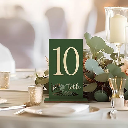 Wooden Table Numbers 1-25,3.2x5.8 Inch Double Sided Rustic Olive Green Wedding Table Number Signs with Wooden Base,Wedding Centerpieces for Banquet Restaurant Party Decor(Olive Green, 1-25)